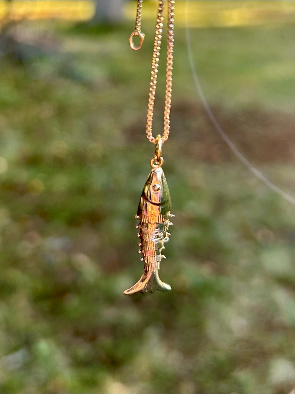 Articulated fish charm - vintage sterling silver